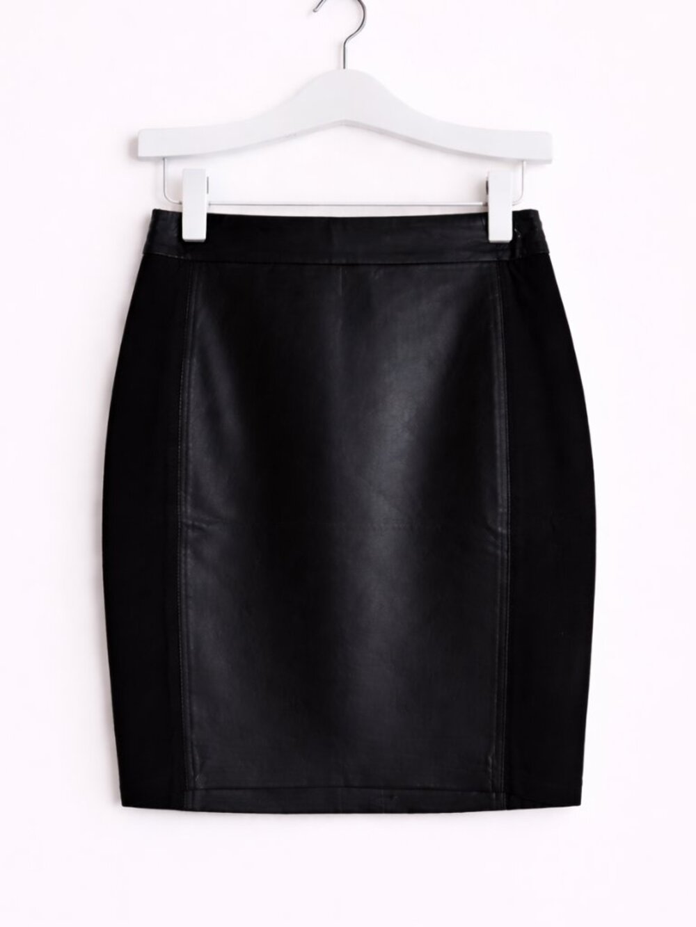 NWT LOFT Black Faux Leather Panel Pencil Skirt